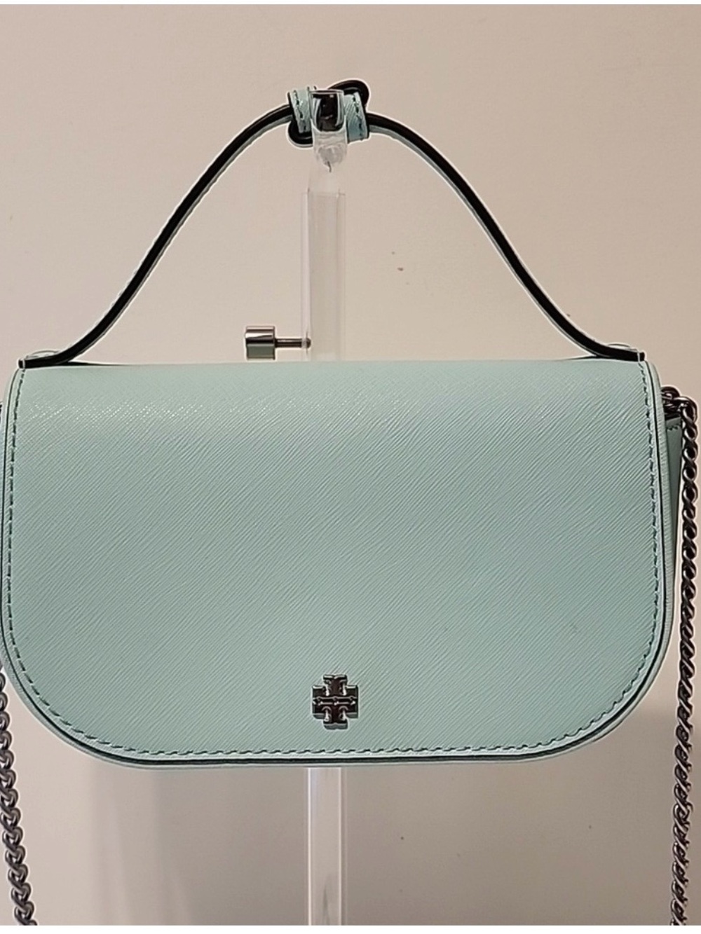 Tory Burch soft aqua Saffiano Leather Crossbody